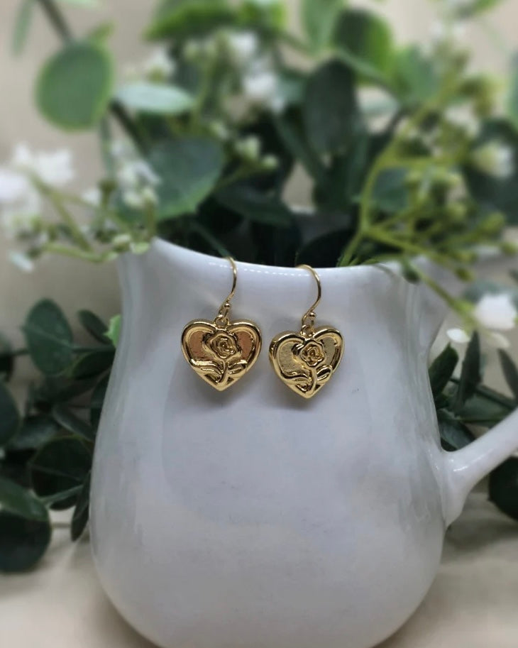 Everlasting Rose- Gold Hook Earrings