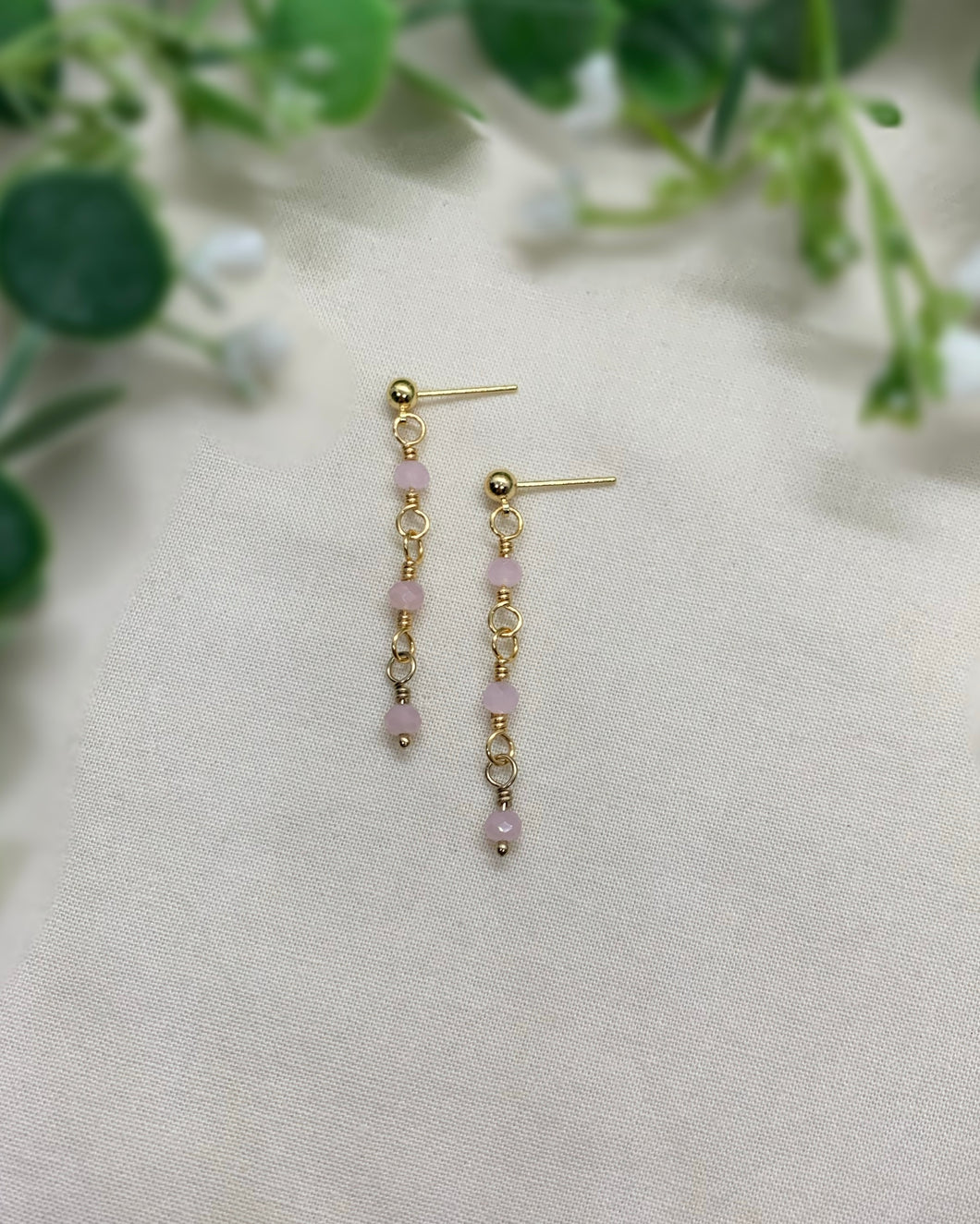 Tickled Pink- Gold Stud Earrings