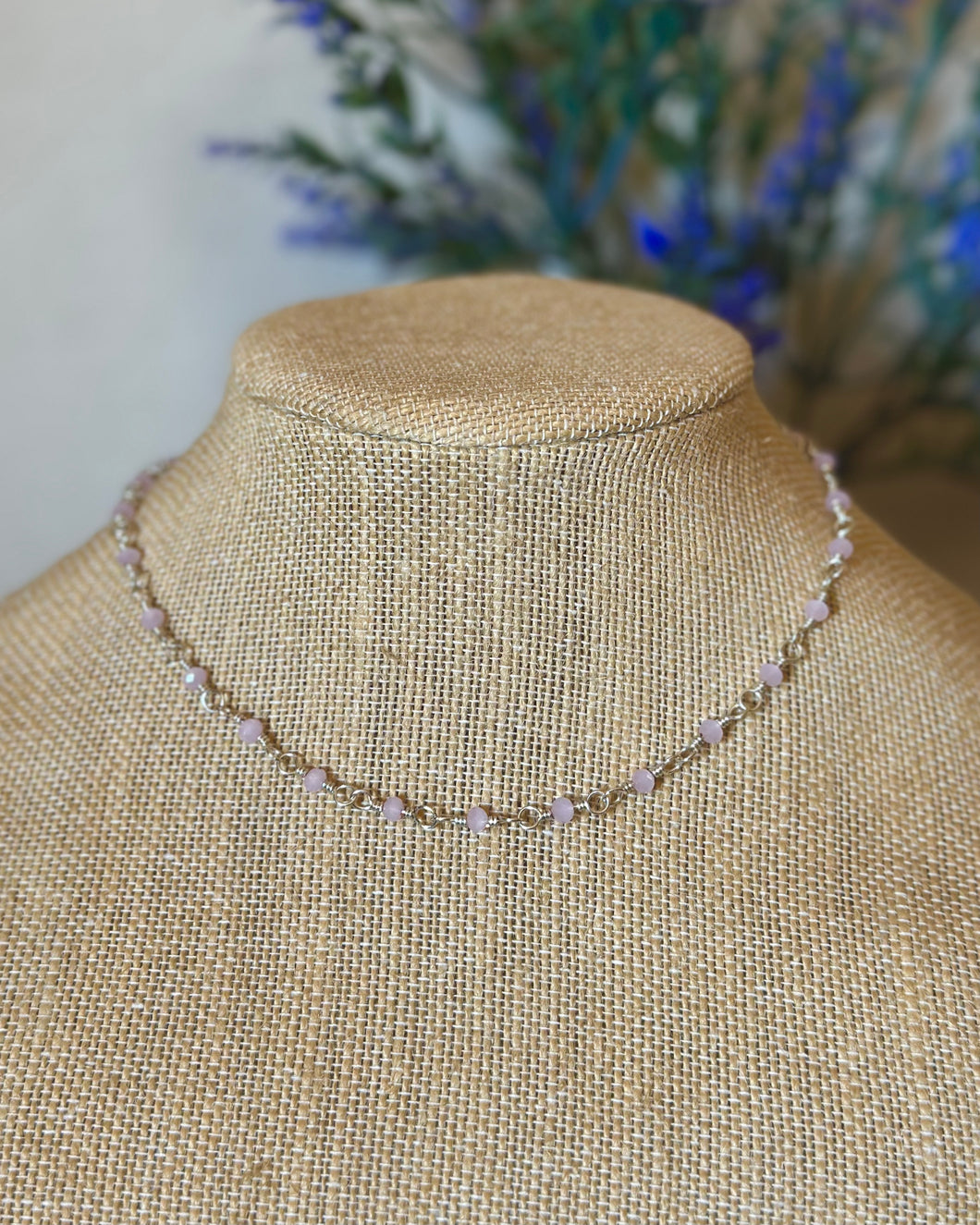 Tickled Pink- Silver Wire Wrapped Necklace