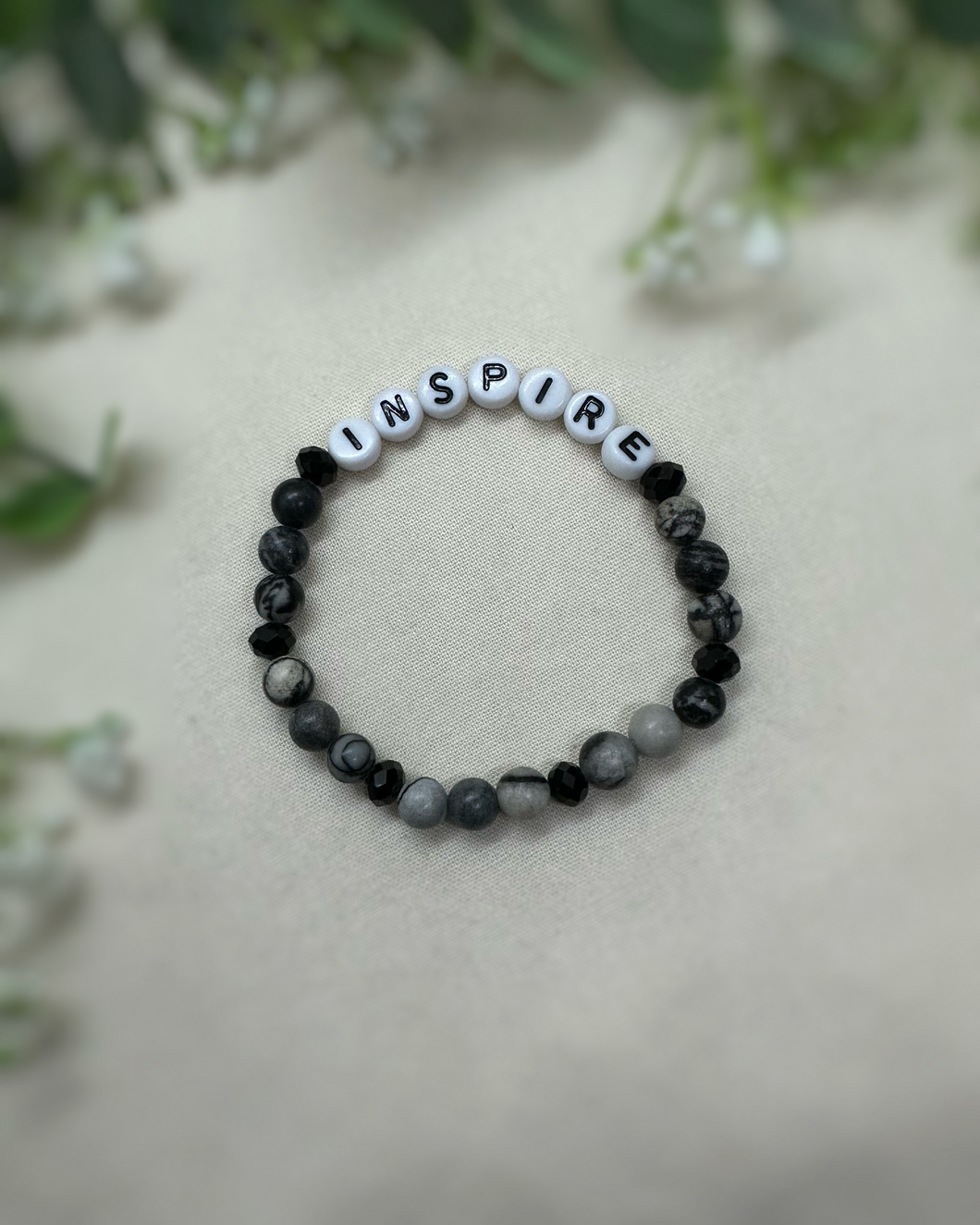 INSPIRE gray and black stone pre-made bracelet
