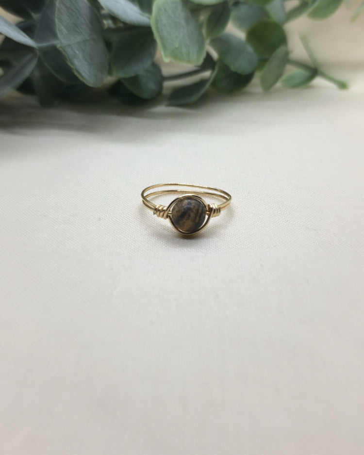 Brown and Black Stone- Gold Ring