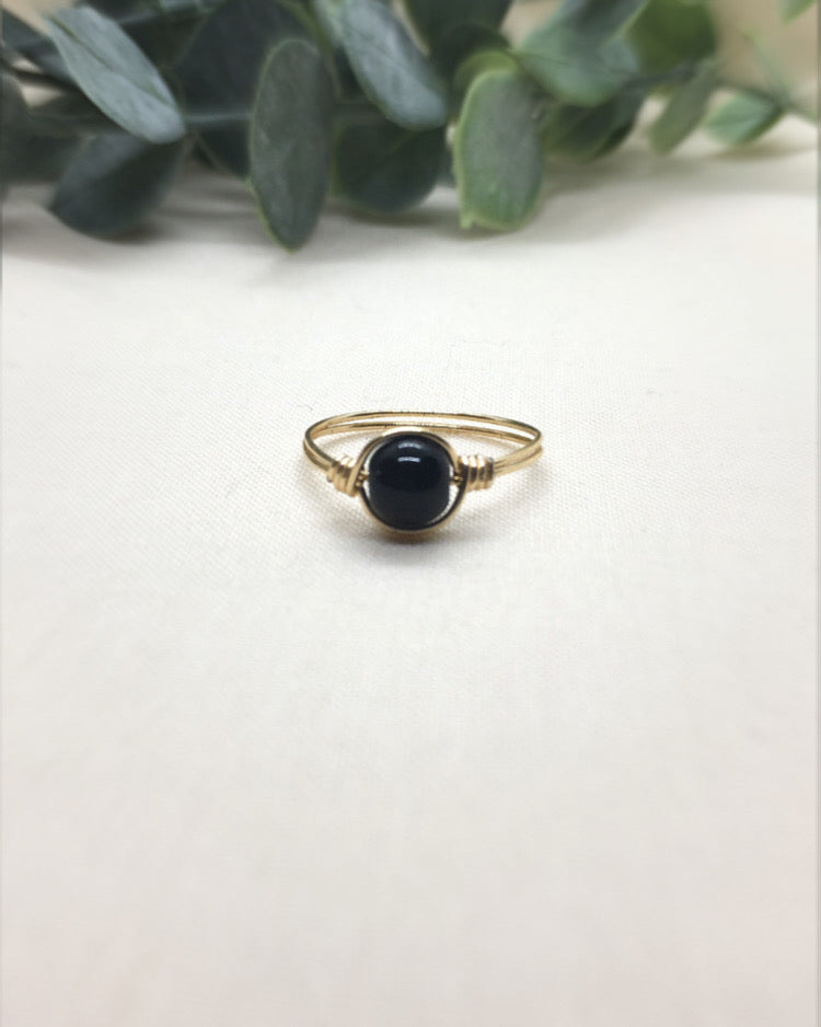 Glossy Black- Gold Ring