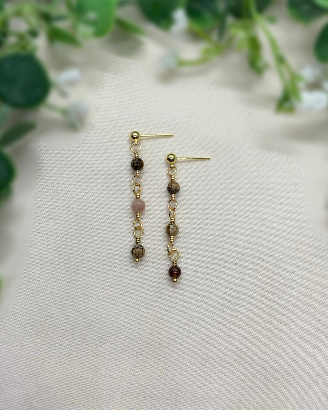 All Natural- Gold Stud Earrings