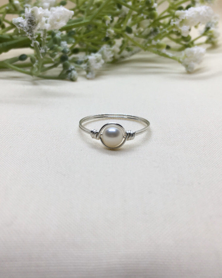 White Freshwater Pearl- Silver Ring